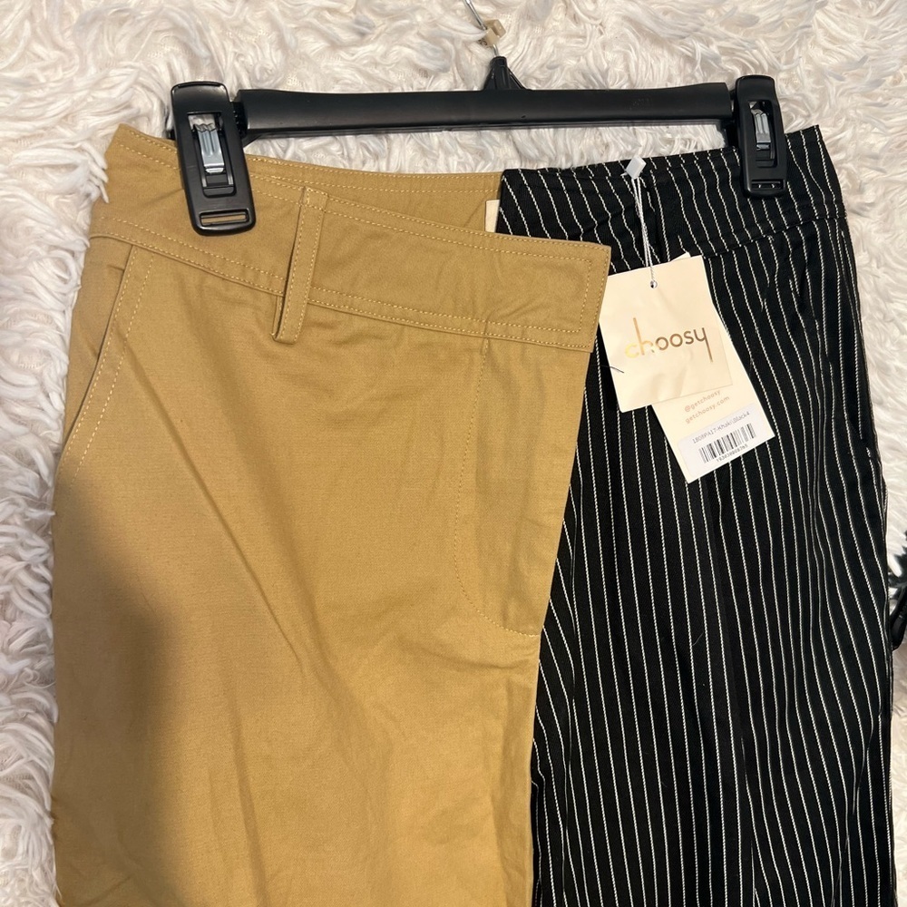🖤🤎Choosy High Rise Straight Leg Cargo Jeans SZ 4 Cuffed Cropped Mixed Media🖤🤎NWT - Picture 10 of 13